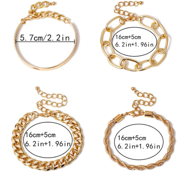 Envora Enchanting Arm Candy - Stunning 4-Piece Stainless Steel Bracelet Set