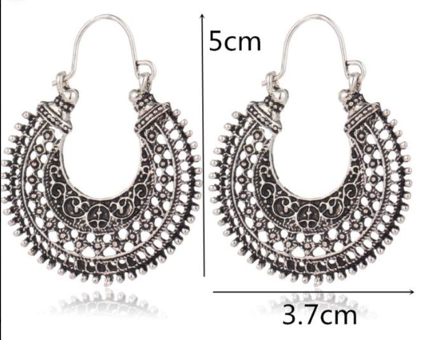 Dembria Tibetan Filigree Earrings - Elegant Sterling Silver Statement Jewelry