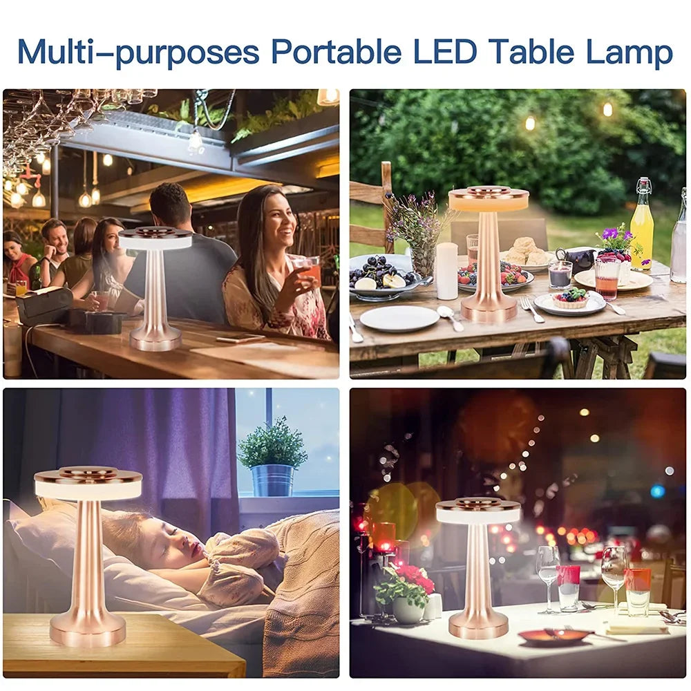 LumiCrest - Wireless Retro LED Table Lamp with Touch Dimming