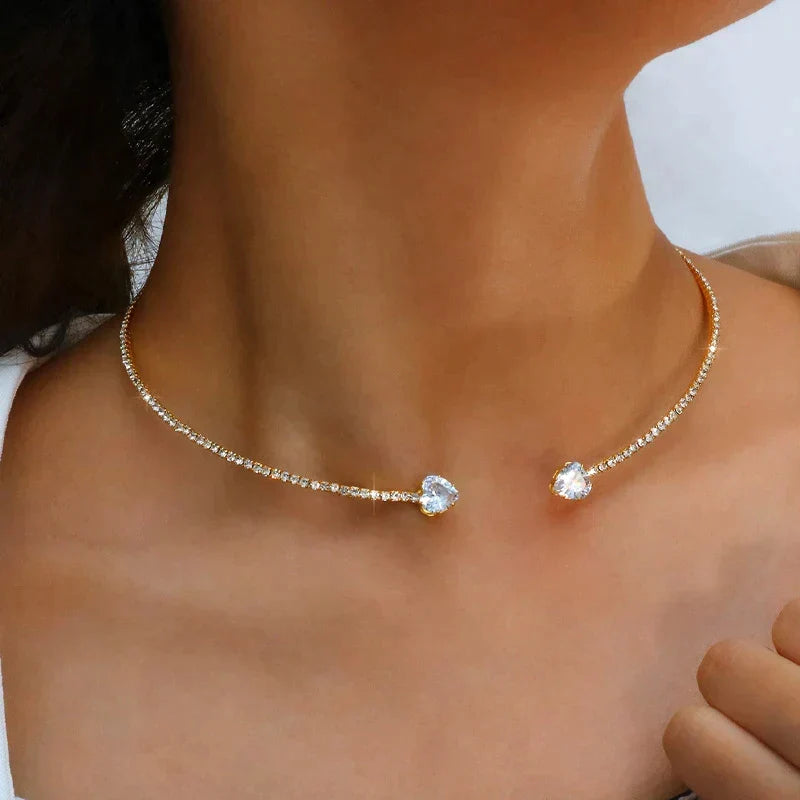 Rhinestone Choker Necklace - Elegant Sparkling Statement Piece