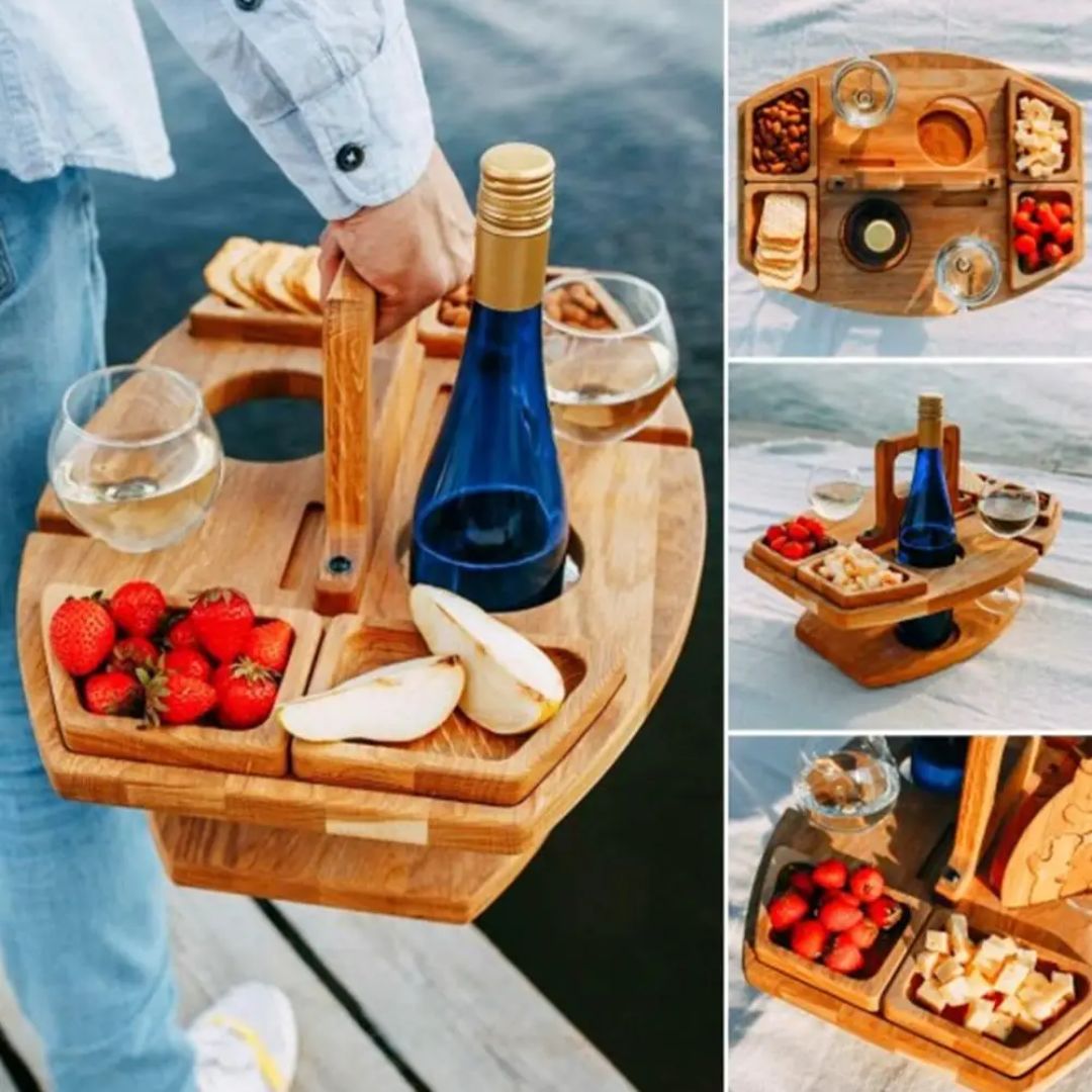 WineFold Table - Elegant Foldable Wooden Wine Table