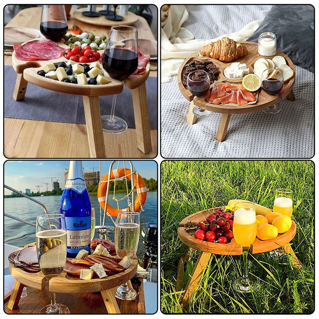 CheeseBoard Delights - Stylish Wooden Picnic Accessory