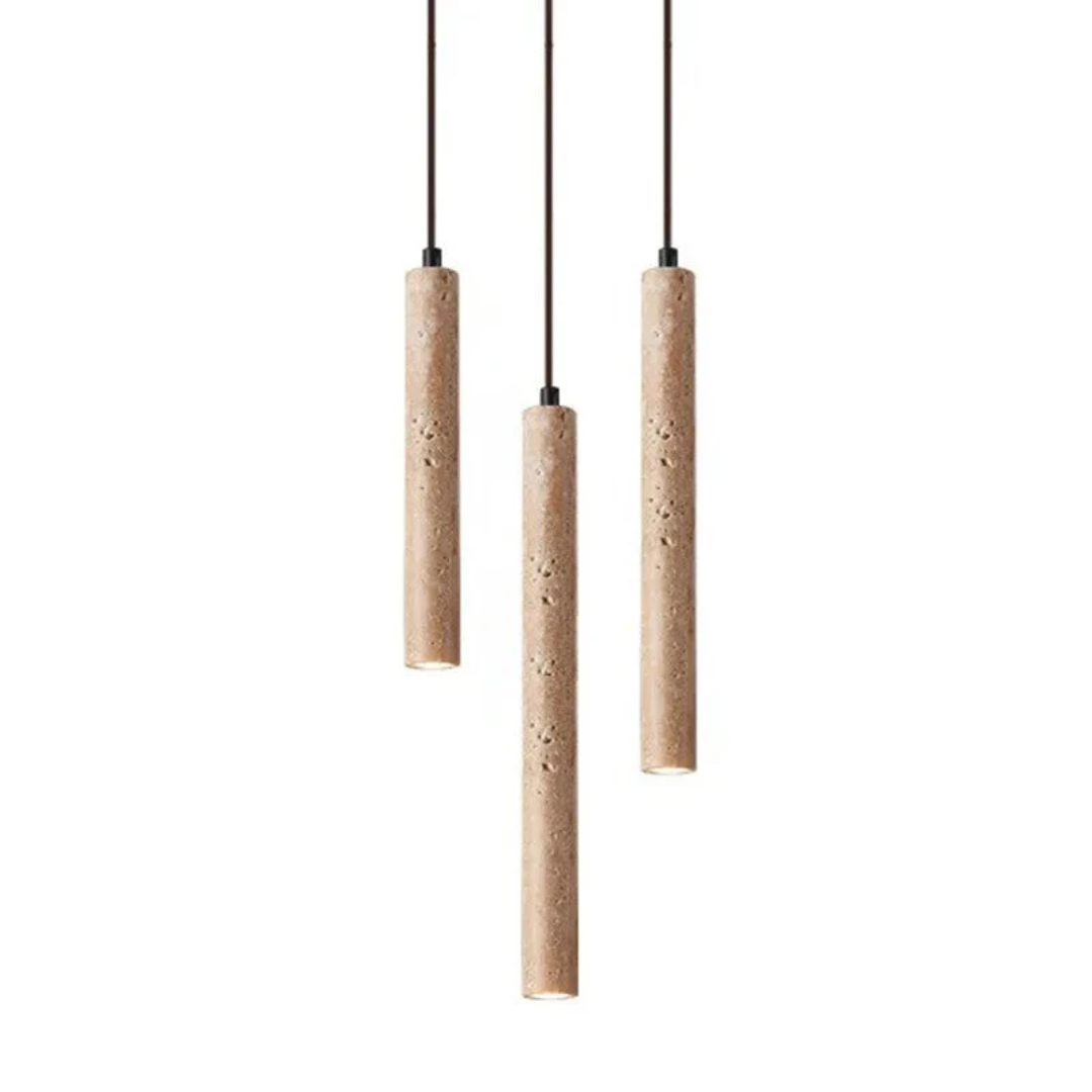 LumoLine - Wabi-Sabi Travertine LED Chandelier