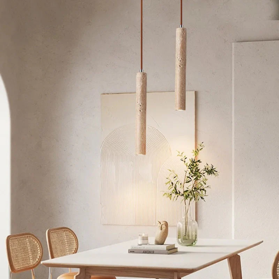 LumoLine - Wabi-Sabi Travertine LED Chandelier