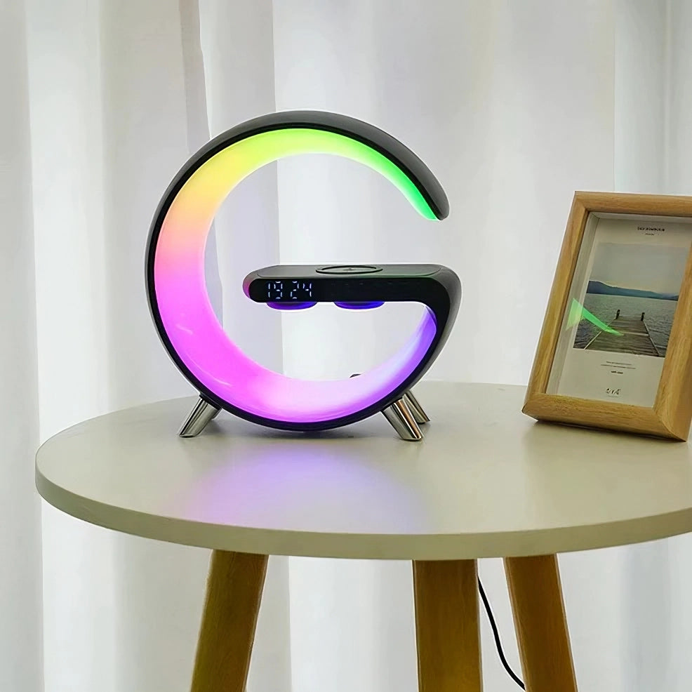 GlowHub - Multifunctional Rechargeable Speaker with Alarm Clock and Ambient Light