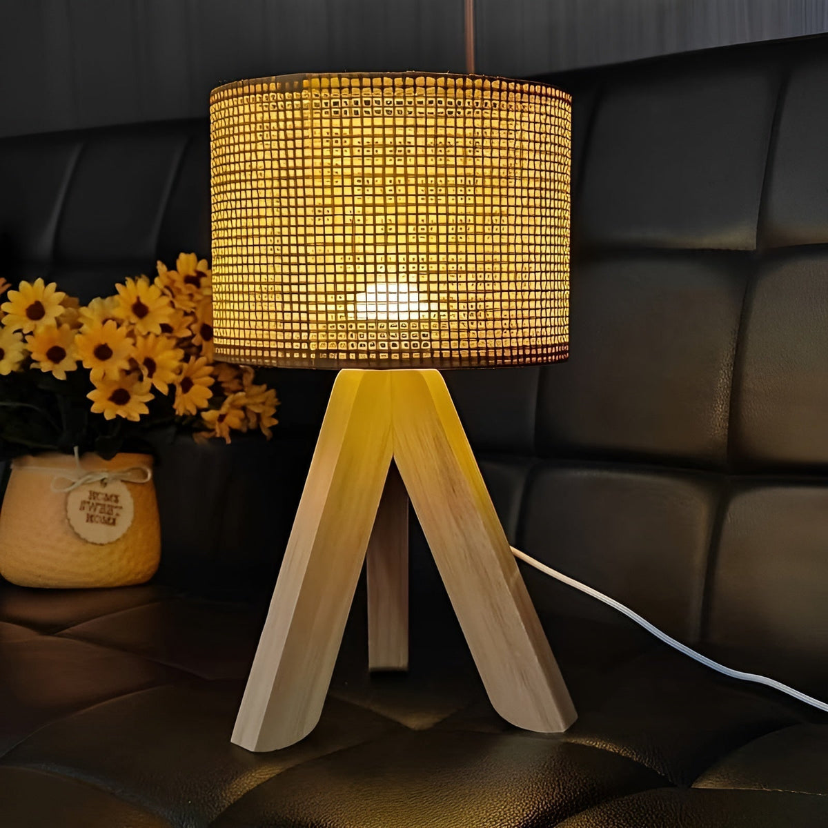 WovenWood - Handmade Rattan Table Lamp with LED