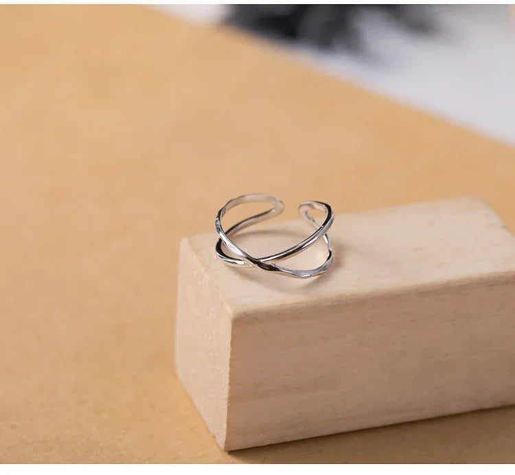 Lina Ring - Adjustable Double Line Design in Sterling Silver