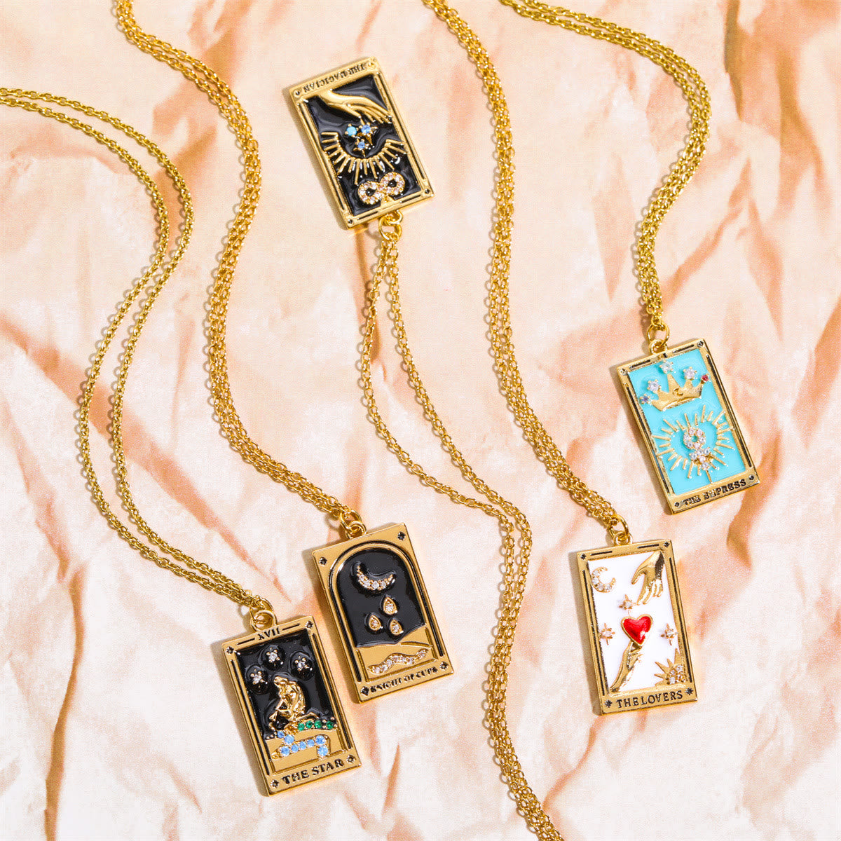 Amara Gold-Plated Tarot Drop Pendant Necklace - Zirconia Charm