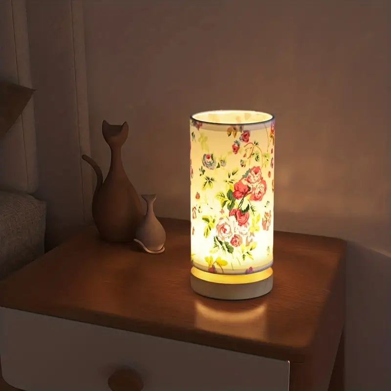 LinoGlow - Linen-Style Nightstand Lamp for Bedroom Ambiance