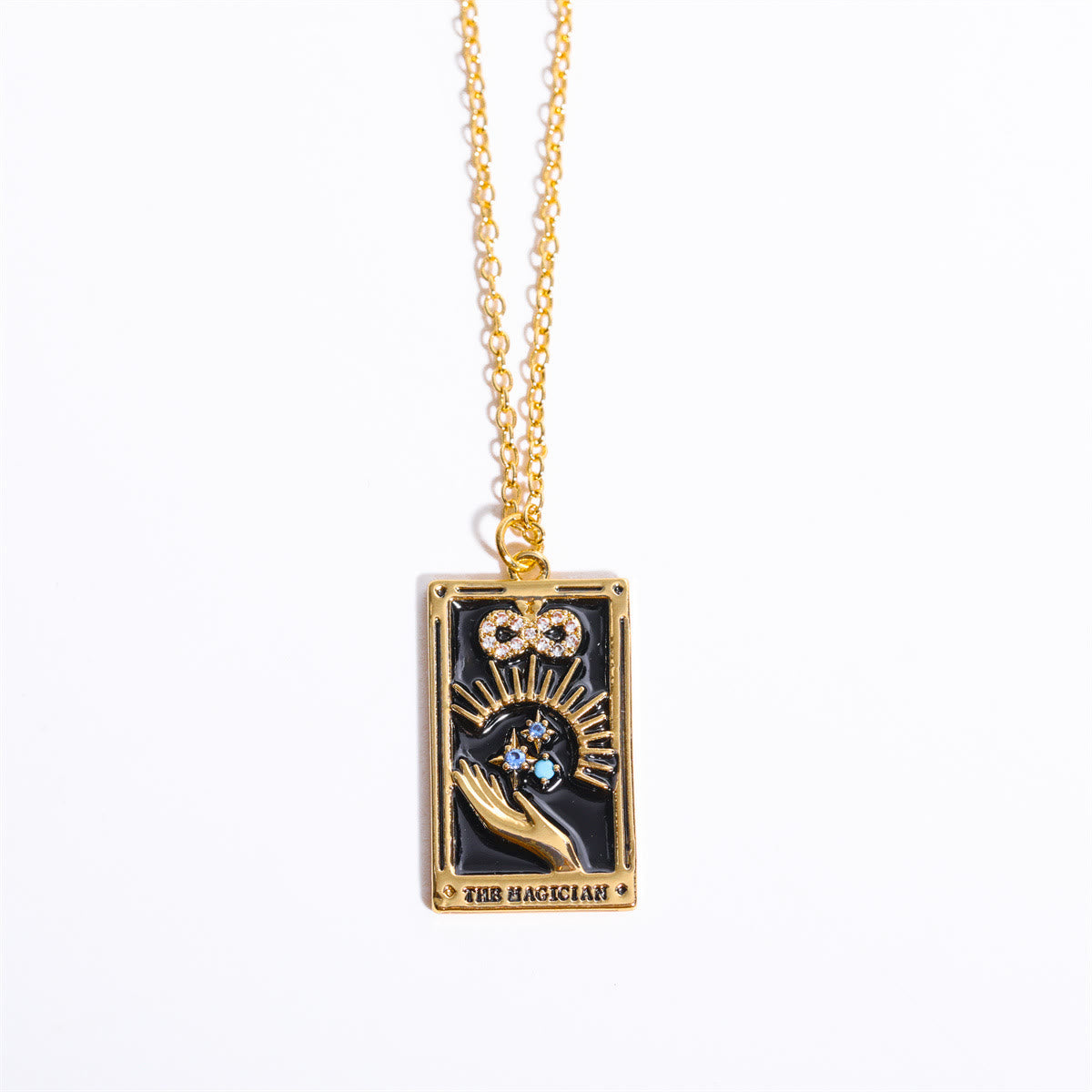 Amara Gold-Plated Tarot Drop Pendant Necklace - Zirconia Charm