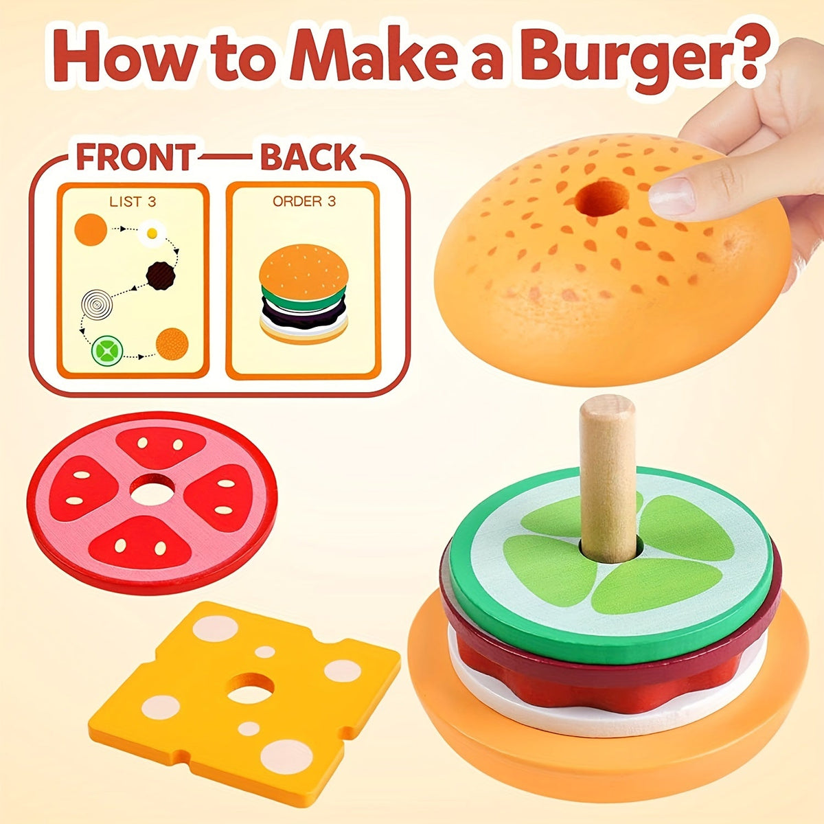 BurgerBuilders - Creative Montessori Stacking Toy for Kids