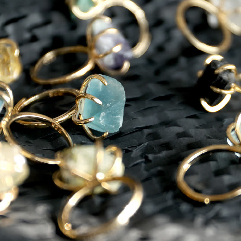 Hemora - Six-Claw Adjustable Natural Crystal Ring