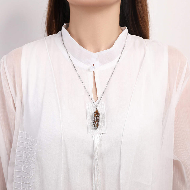 Elara Tree of Life Gemstone Necklace - Radiant Crystal Pendant