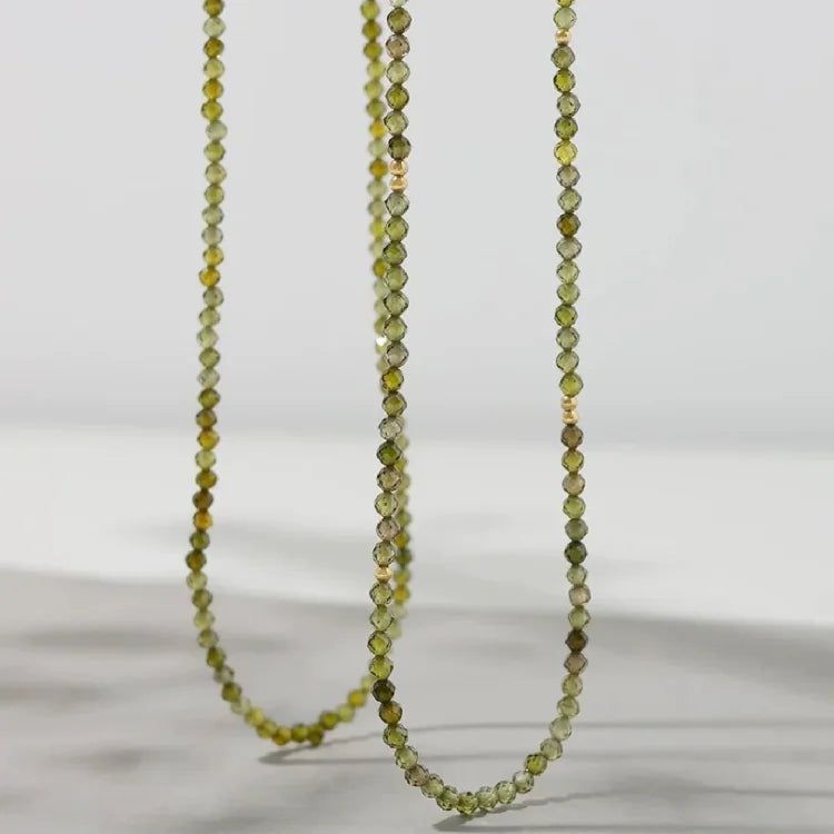 Celeste Necklace - Olive Green Zirconia Statement Piece