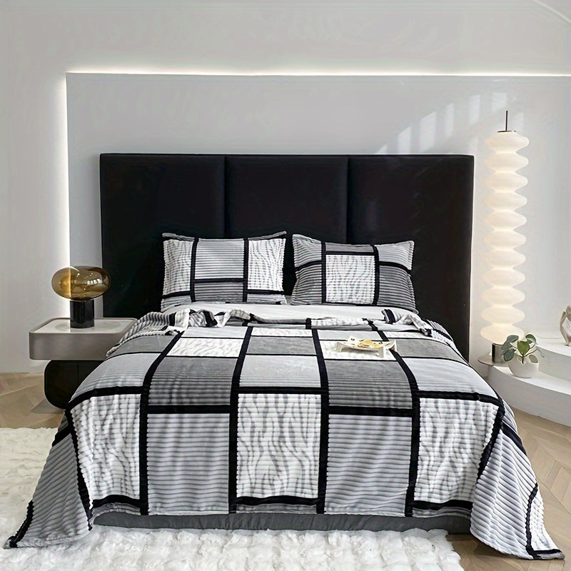 Tegburn - Soft Striped Plush Blanket Throw