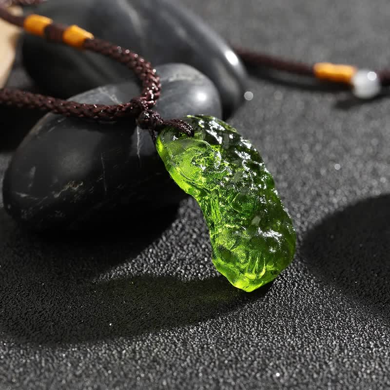 Ekavira - Green Moldavite Pendant Necklace for Purification