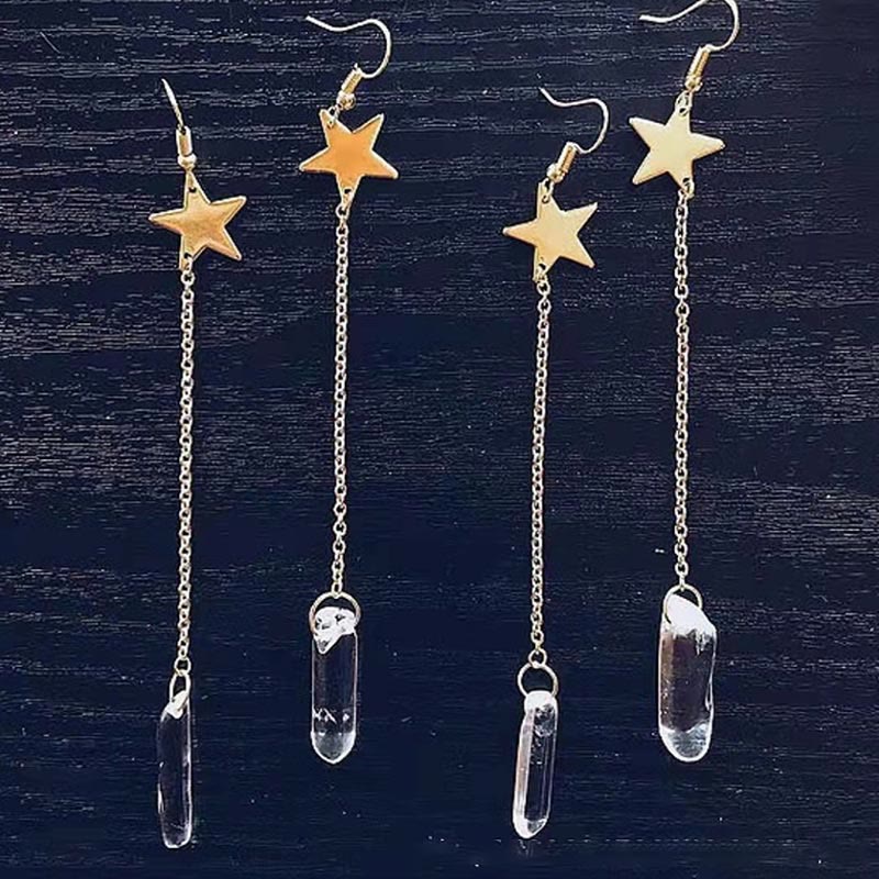Naluna - Natural Crystal Moon and Stars Earrings