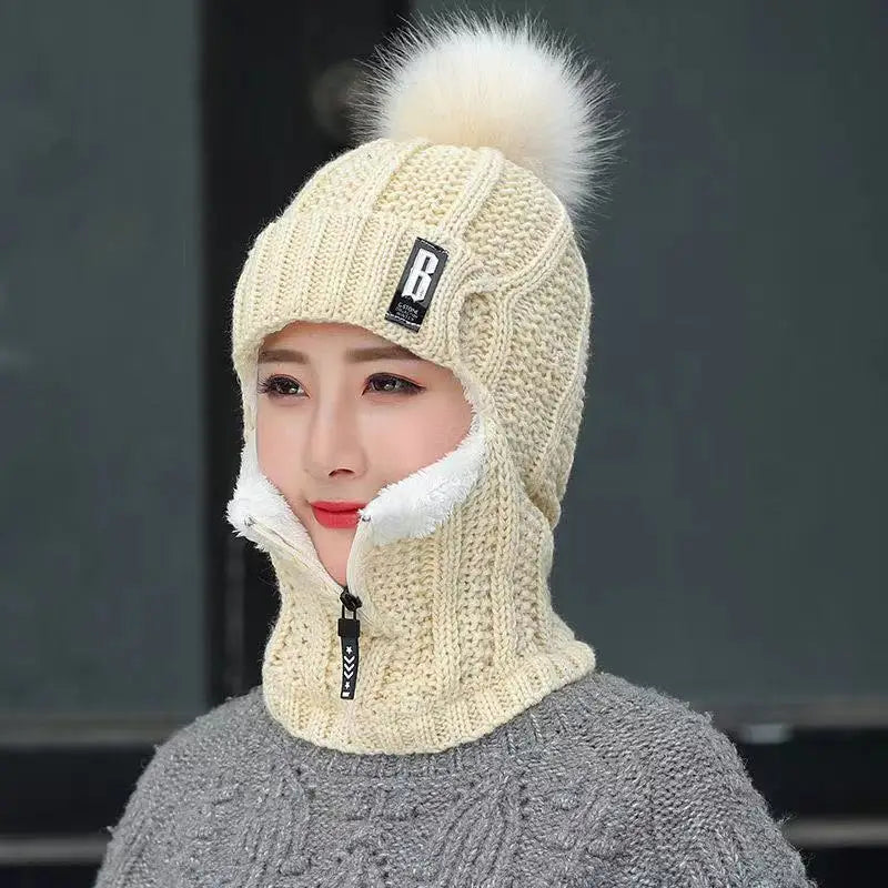 WinterPom - Cozy Wool Blend Balaclava for Cold Winter Days