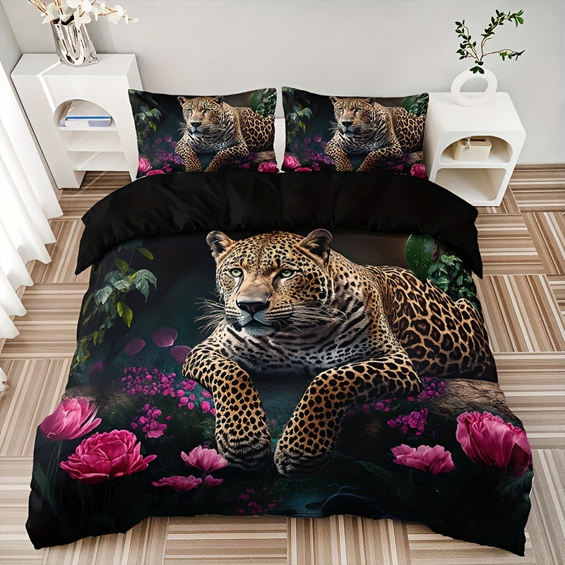 Nirsten - 3-Piece Rose Pattern Duvet Cover Set