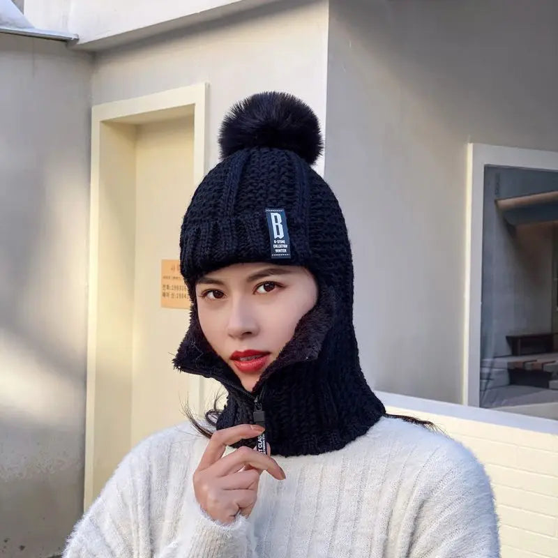 WinterPom - Cozy Wool Blend Balaclava for Cold Winter Days