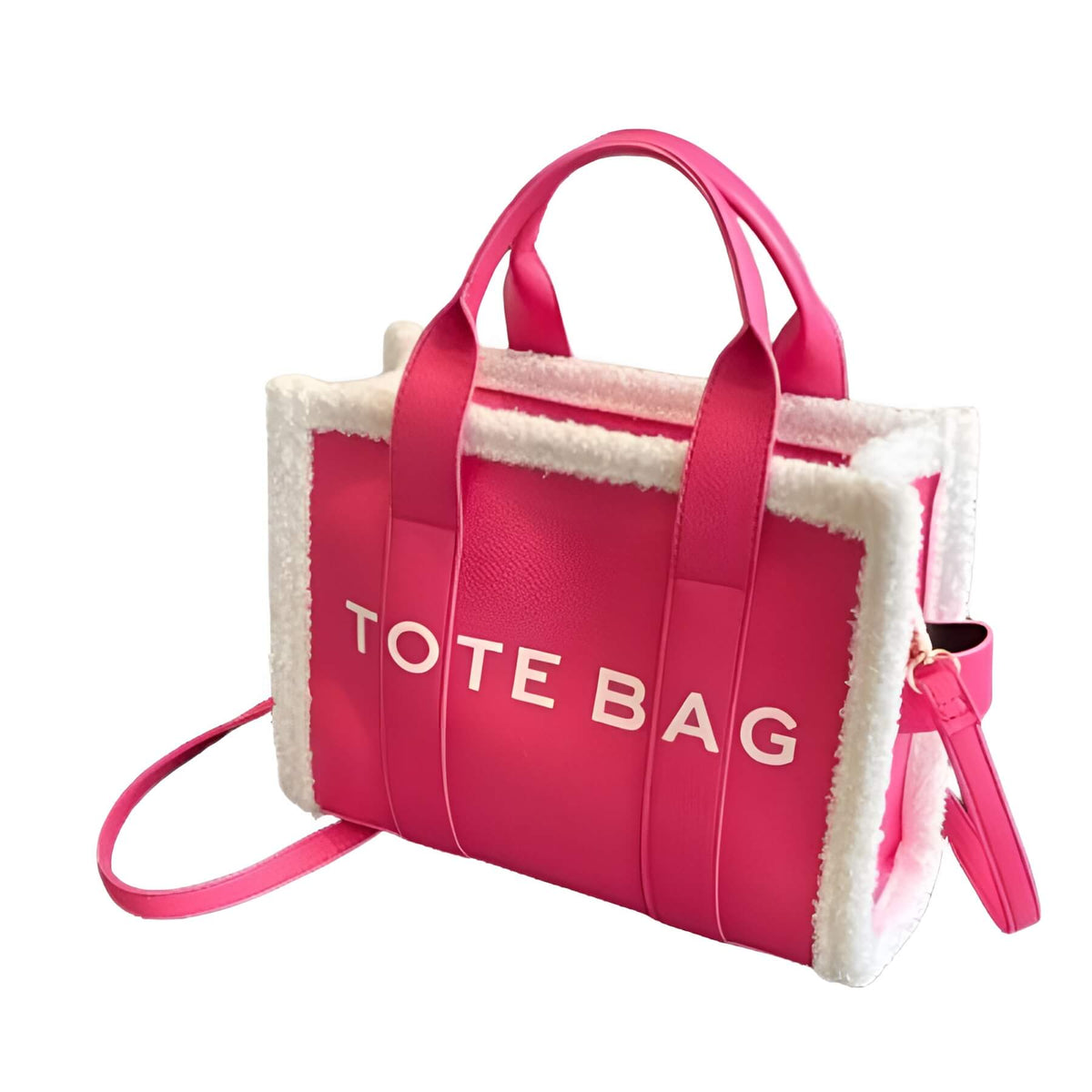 LuxVibe Bag - Stylish PU Leather Tote with Faux Fur Trim