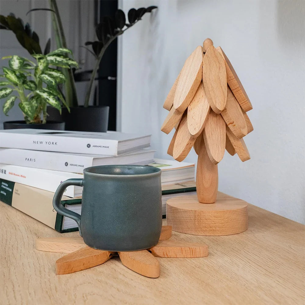 Wekbourne - Artisan Wooden Tree-Shaped Coaster Set