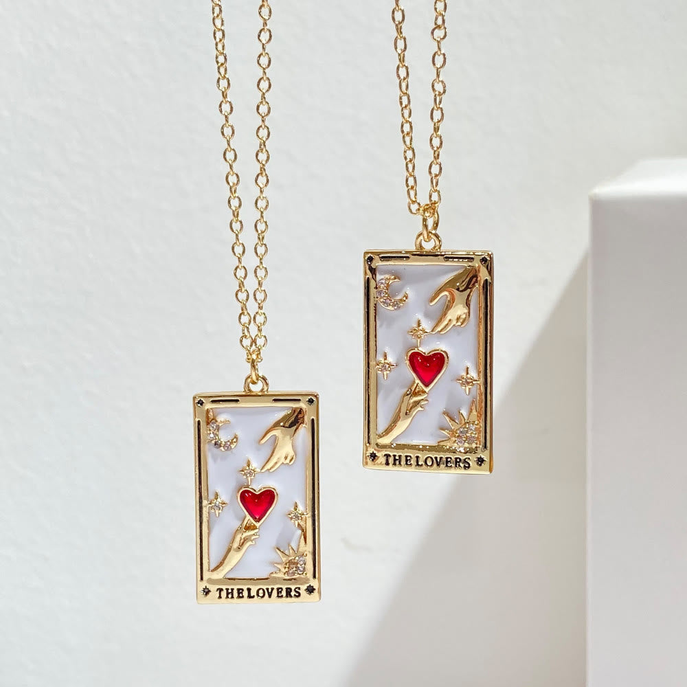Amara Gold-Plated Tarot Drop Pendant Necklace - Zirconia Charm