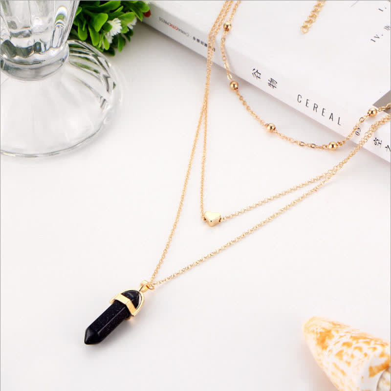 Akyra - Natural Crystal Hexagon Gemstone Necklace