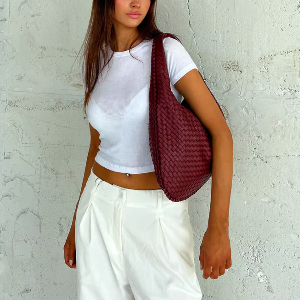 WeaveLux Bag - Elegant Woven Shoulder Bag with Spacious Interior