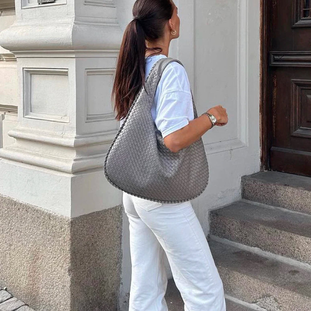 WeaveLux Bag - Elegant Woven Shoulder Bag with Spacious Interior