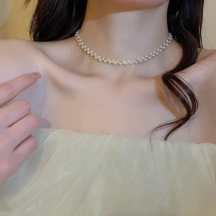 Belvina - Elegant Layered Crystal and Pearl Necklace