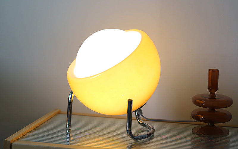 RetroGlow - Scandinavian Glass Table Lamp for Ambient Lighting
