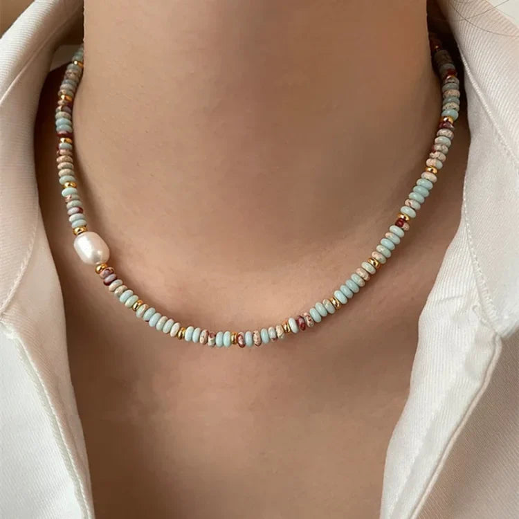 Elena Jewelry Set - Vibrant Natural Stone Necklace and Bracelet