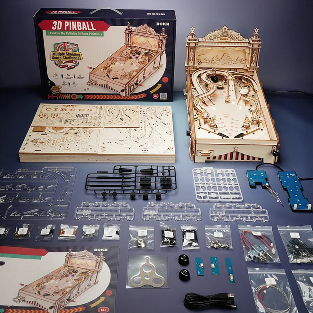 FlipCraft 3D Wooden Puzzle - Build Your Own Pinball Machine