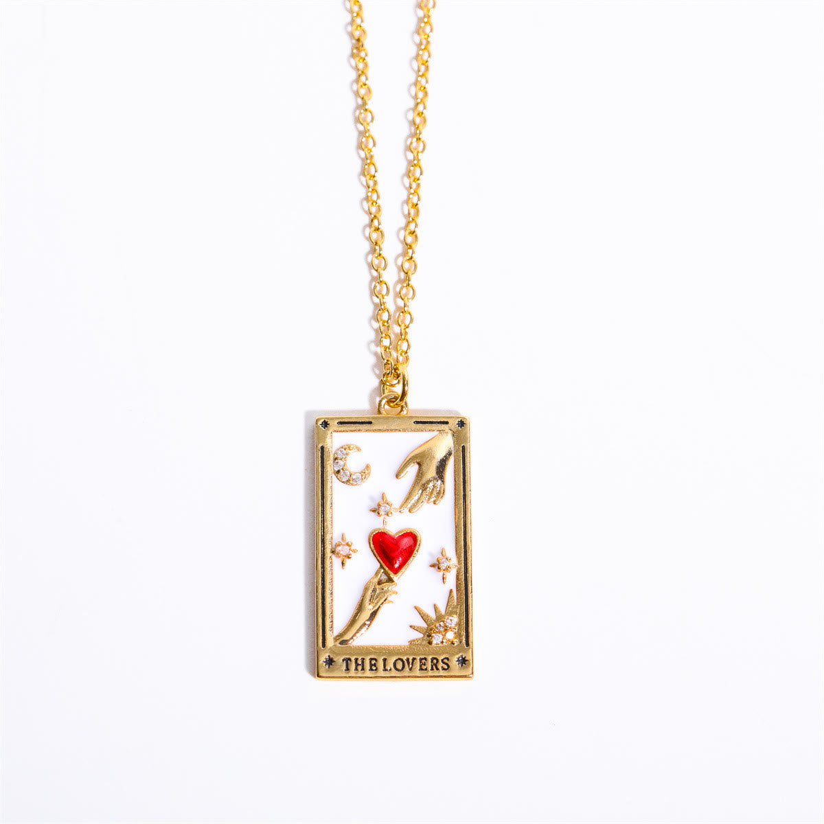 Amara Gold-Plated Tarot Drop Pendant Necklace - Zirconia Charm