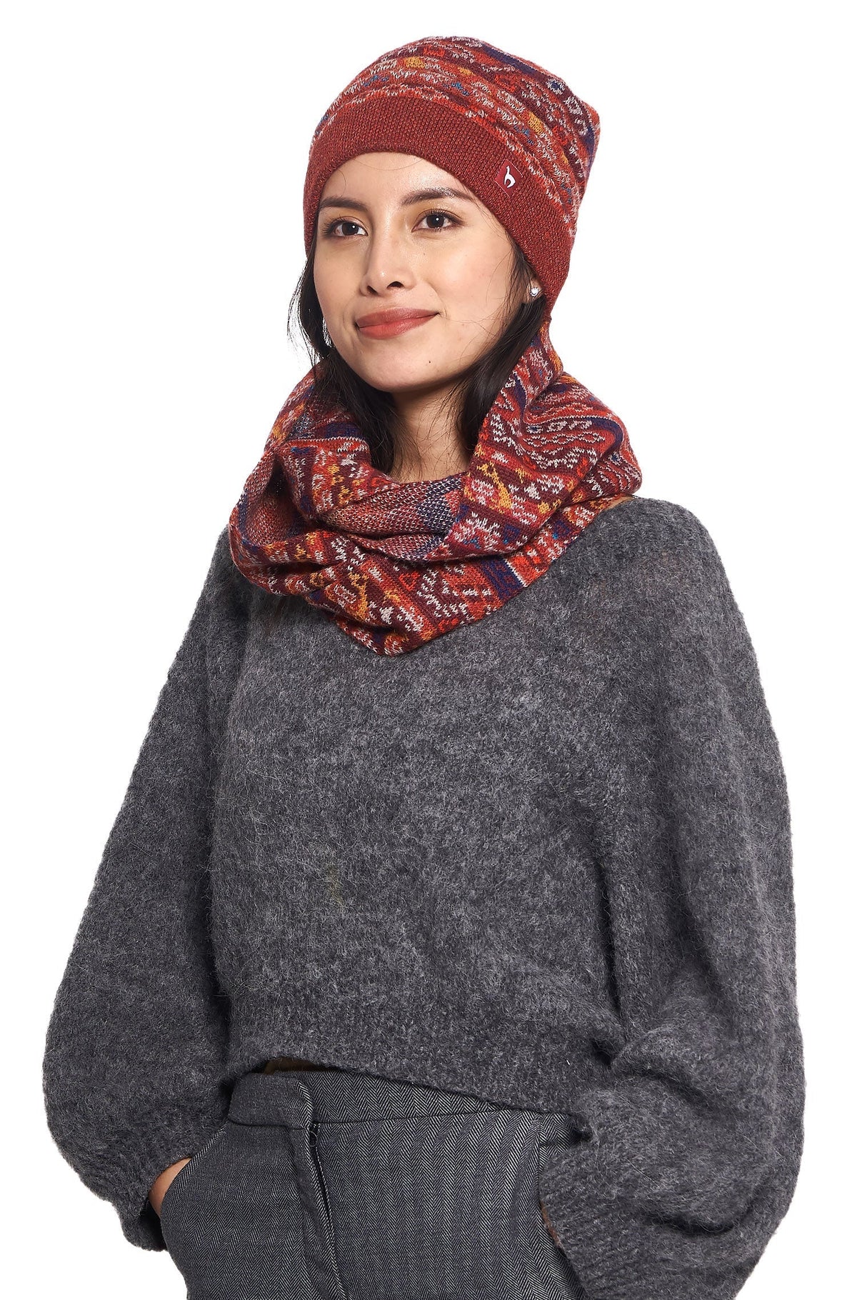 AlpacaFit Beanie - Cozy Jacquard Knit Hat in Premium Wool