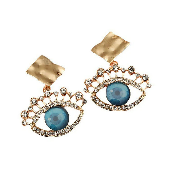 Nerina Gold Vintage Evil Eye Earrings - Protective Charm Drop Earrings