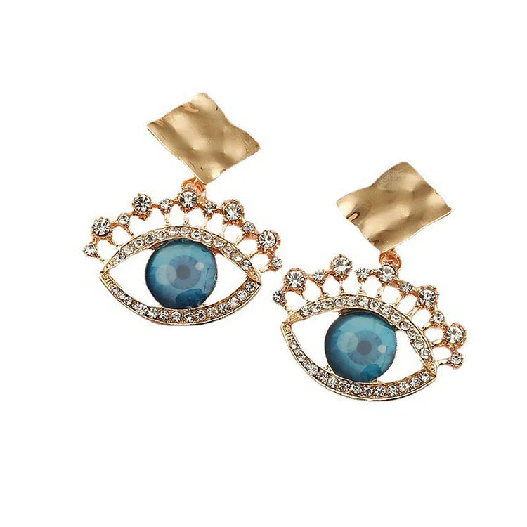 Nerina Gold Vintage Evil Eye Earrings - Protective Charm Drop Earrings
