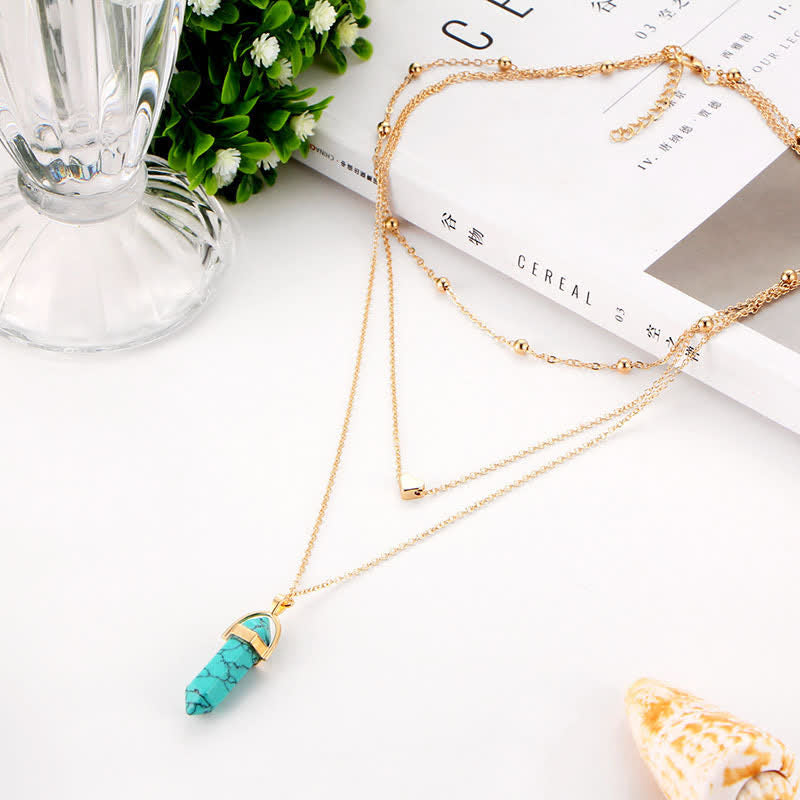 Akyra - Natural Crystal Hexagon Gemstone Necklace