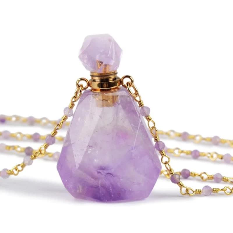 Jozelle - Iris Crystal Perfume Bottle Necklace - Refillable Fragrance Jewelry