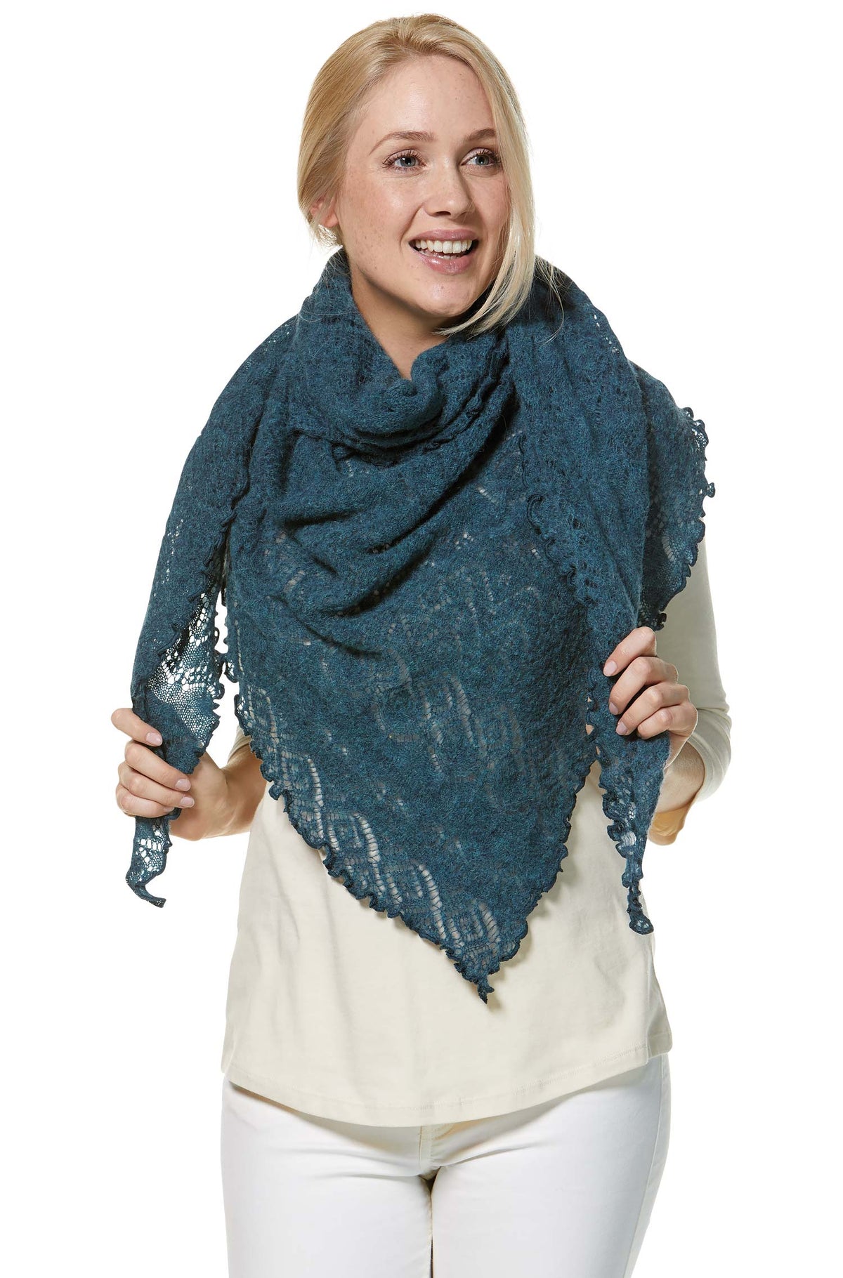 SoftWeave Scarf - Elegant Openwork Knit in Lightweight Fabric