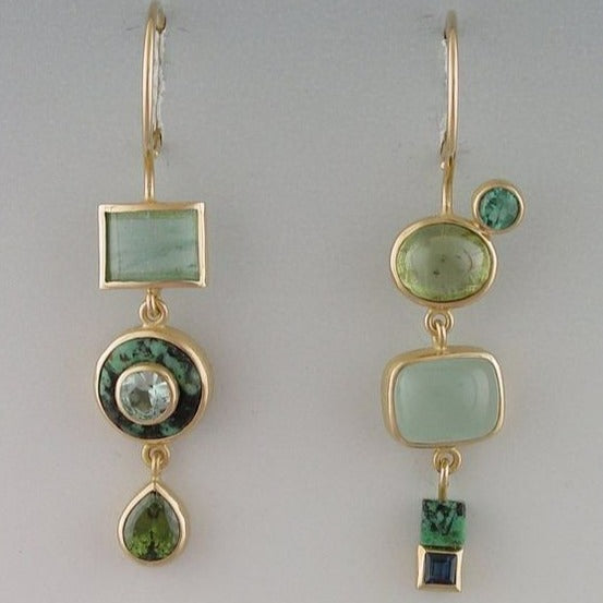 Elara Collection Vintage Green Stone Earrings - Timeless Elegant Design