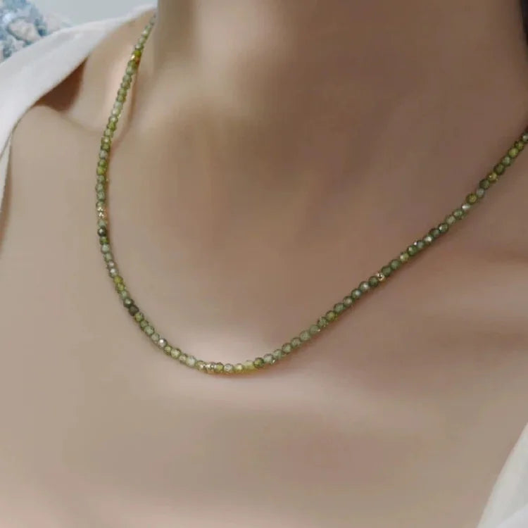 Celeste Necklace - Olive Green Zirconia Statement Piece