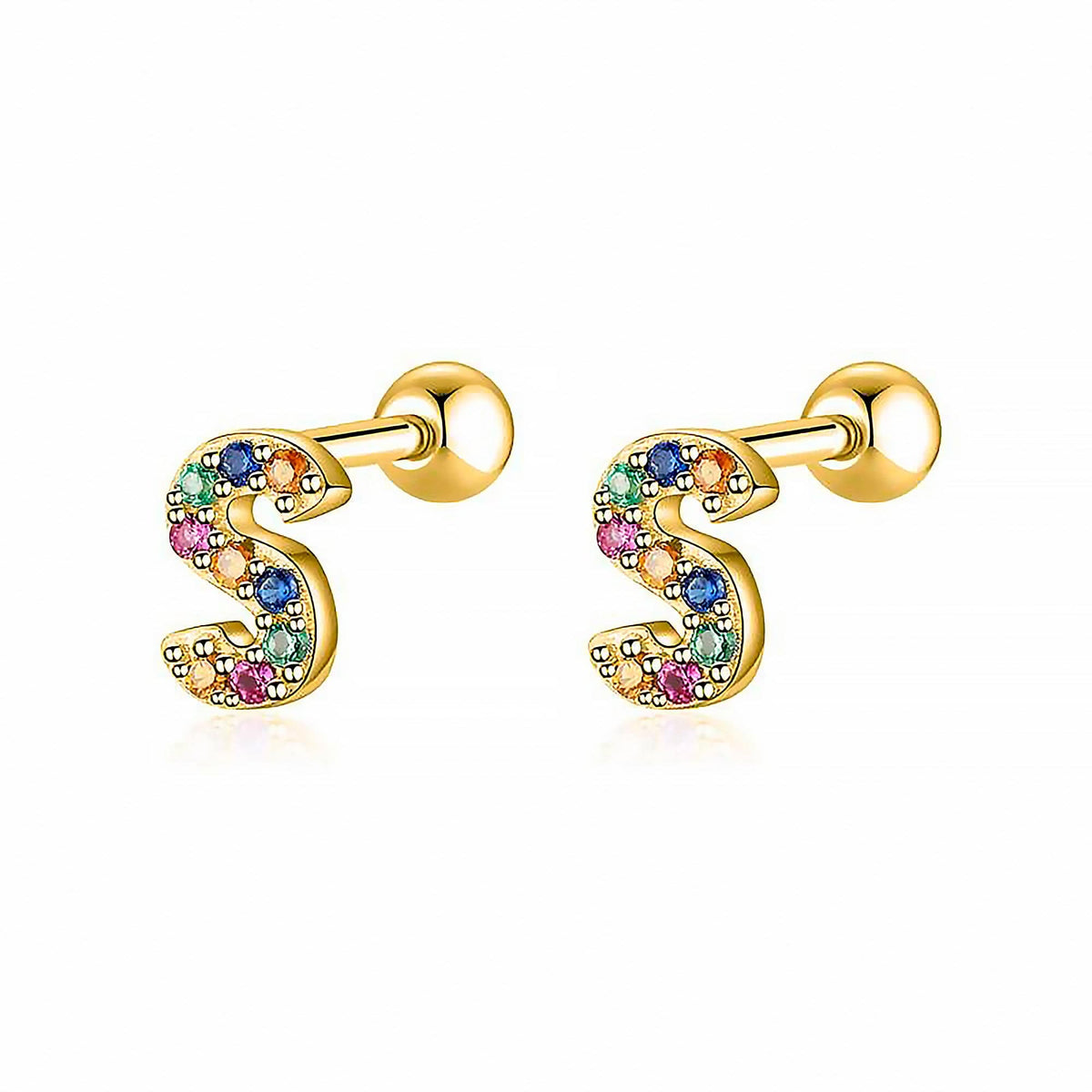 Letria - Colorful Initial Letter Earrings