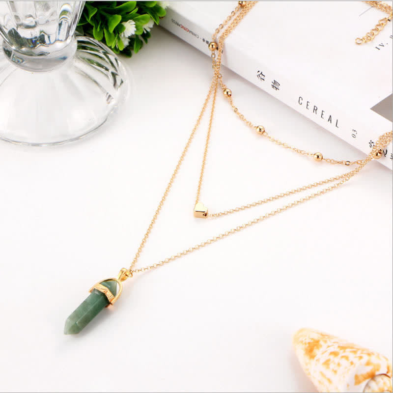 Akyra - Natural Crystal Hexagon Gemstone Necklace