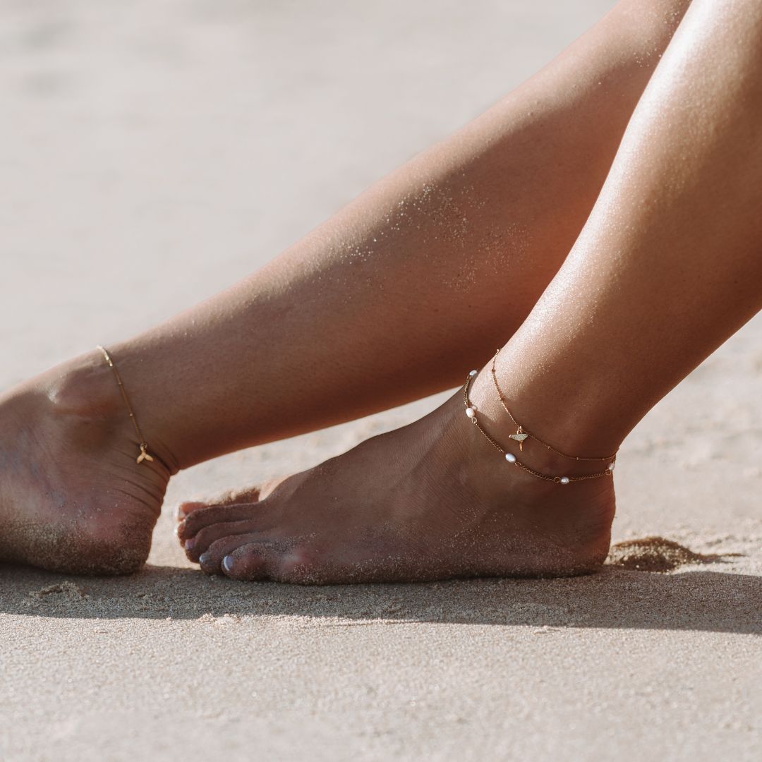Mira Freshwater Pearl Anklet - Elegant Waterproof Beach Jewelry