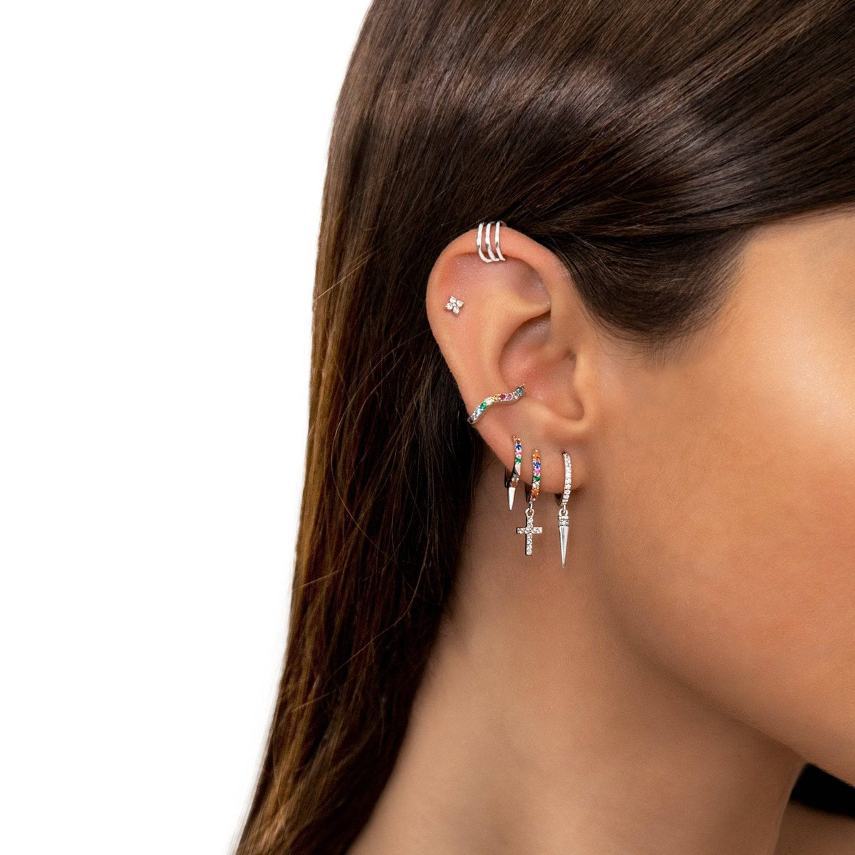 Yverna - Colorful Zirconia Cross Earrings