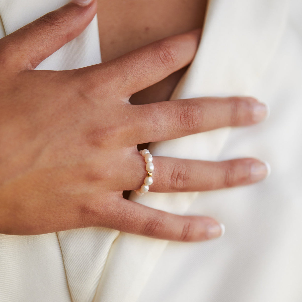 Ocean Pearl Ring - Elegant Freshwater Pearl Ring for Women