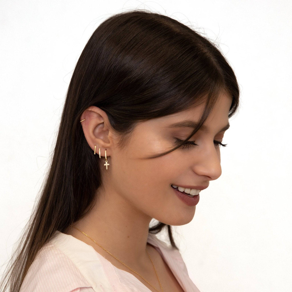 Aldenne - Elegant Cross Pendant Hoop Earrings
