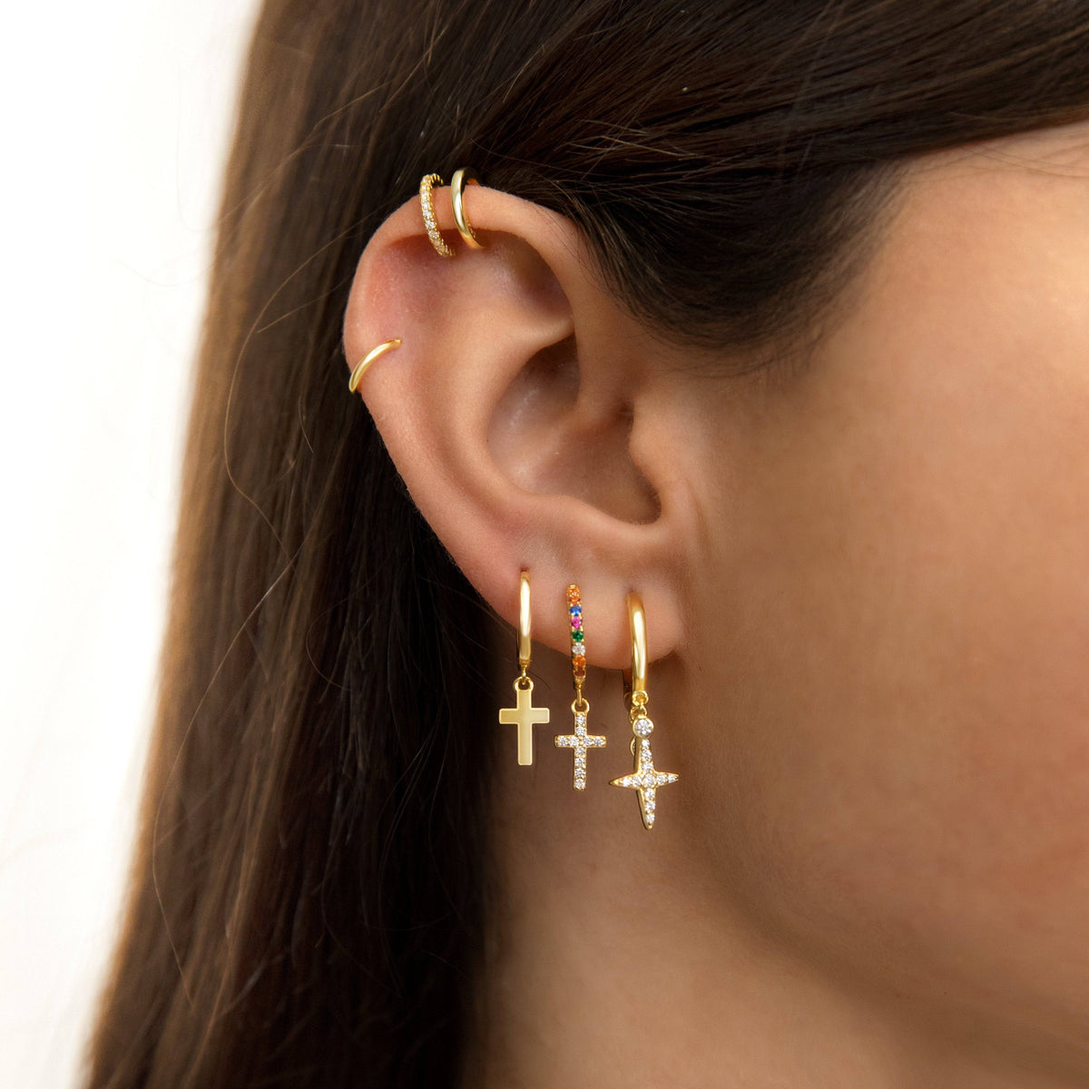 Aldenne - Elegant Cross Pendant Hoop Earrings
